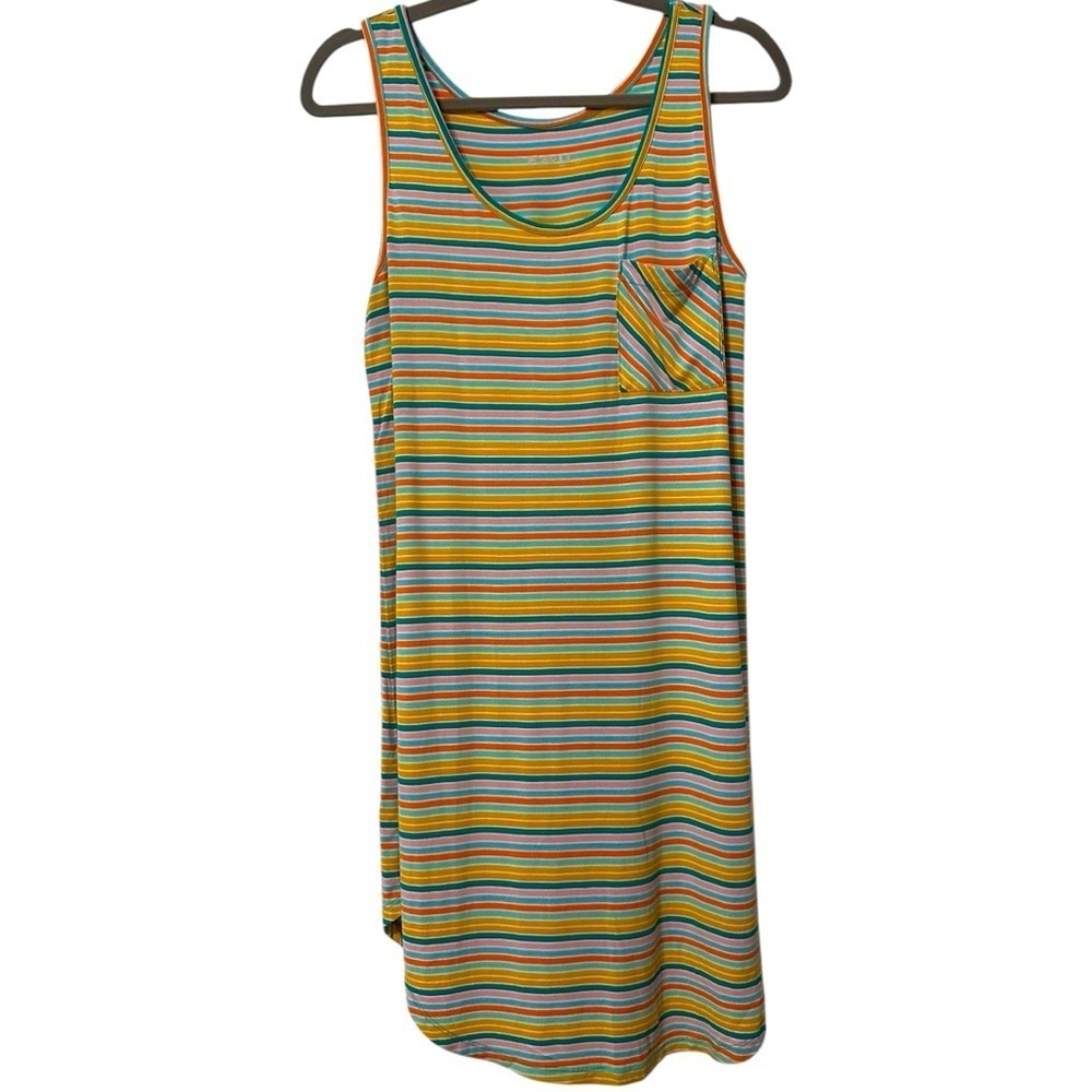 KAVU Multicolor Striped Tank Dress with Pocket - Size S - Lightweight Summer